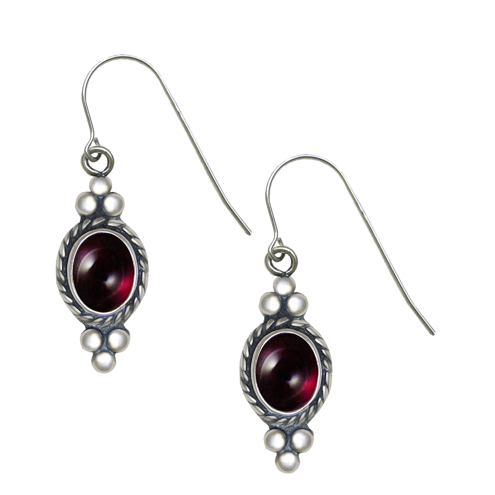 Sterling Silver Garnet Gemstone Drop Dangle Earrings